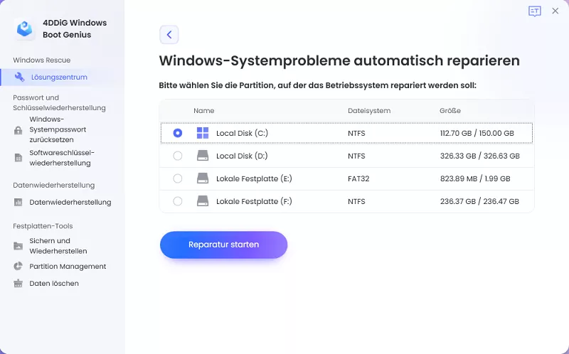 Reparatur starten