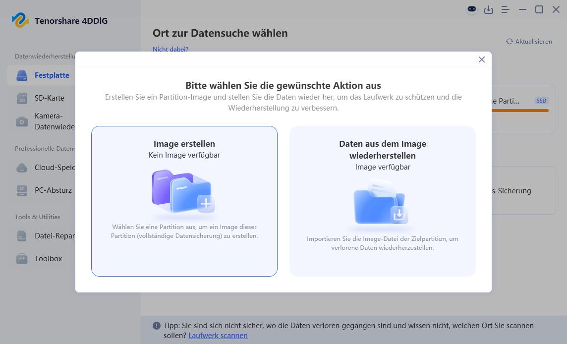 Festplattenabbild erstellen oder importieren