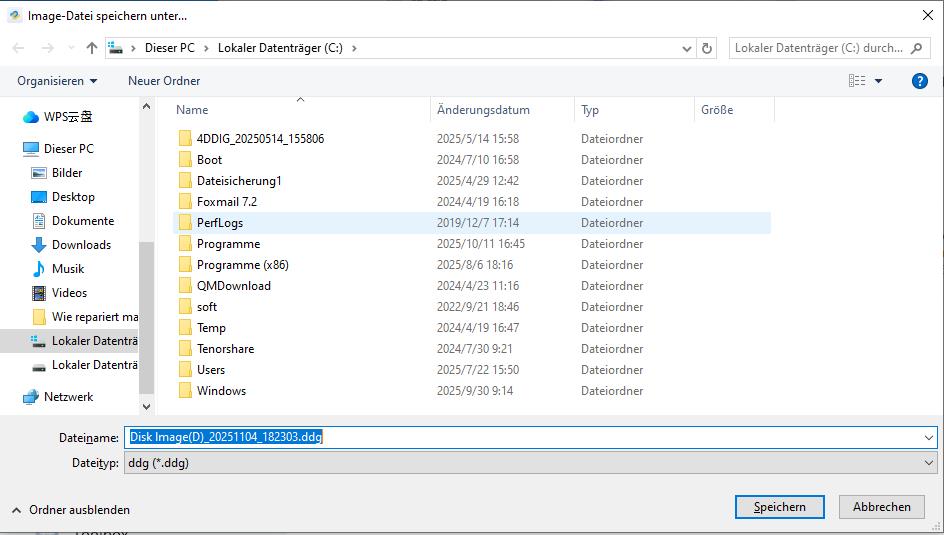 Festplattenabbild speichern