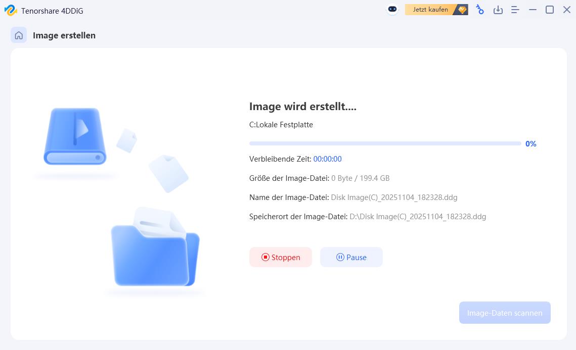 Festplattenabbild wird erstellt