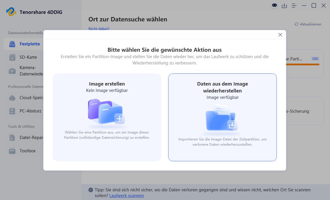 Daten aus Festplattenabbild wiederherstellen