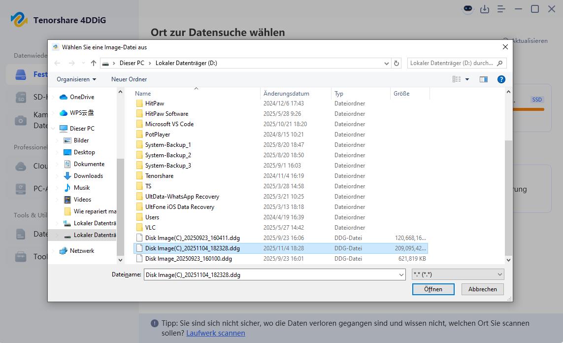 Abbilddatei importieren