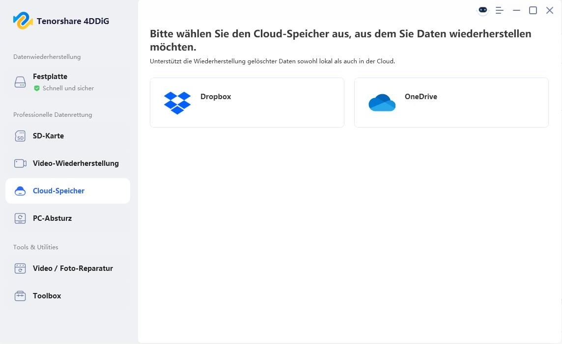 4DDiG Cloud-Laufwerk-Oberfläche
