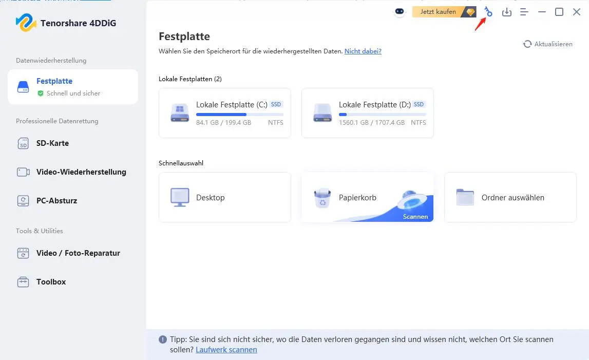 Registrierungsbildschirm