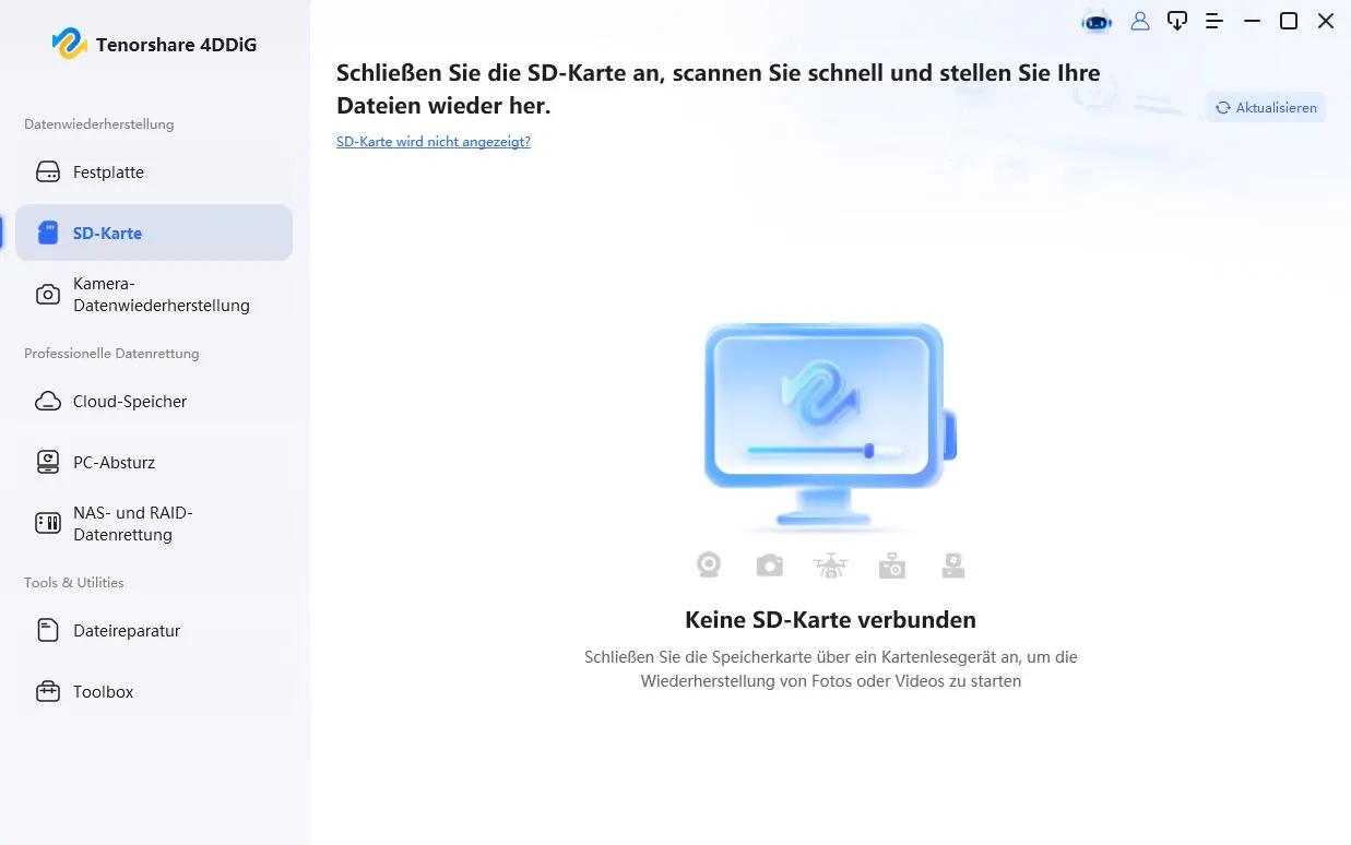 Anschließen Ihrer SD-Karte