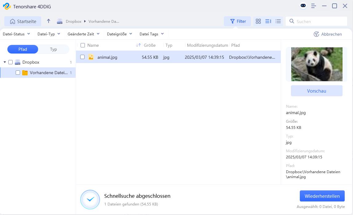 Dateien in Vorschau anzeigen und wiederherstellen