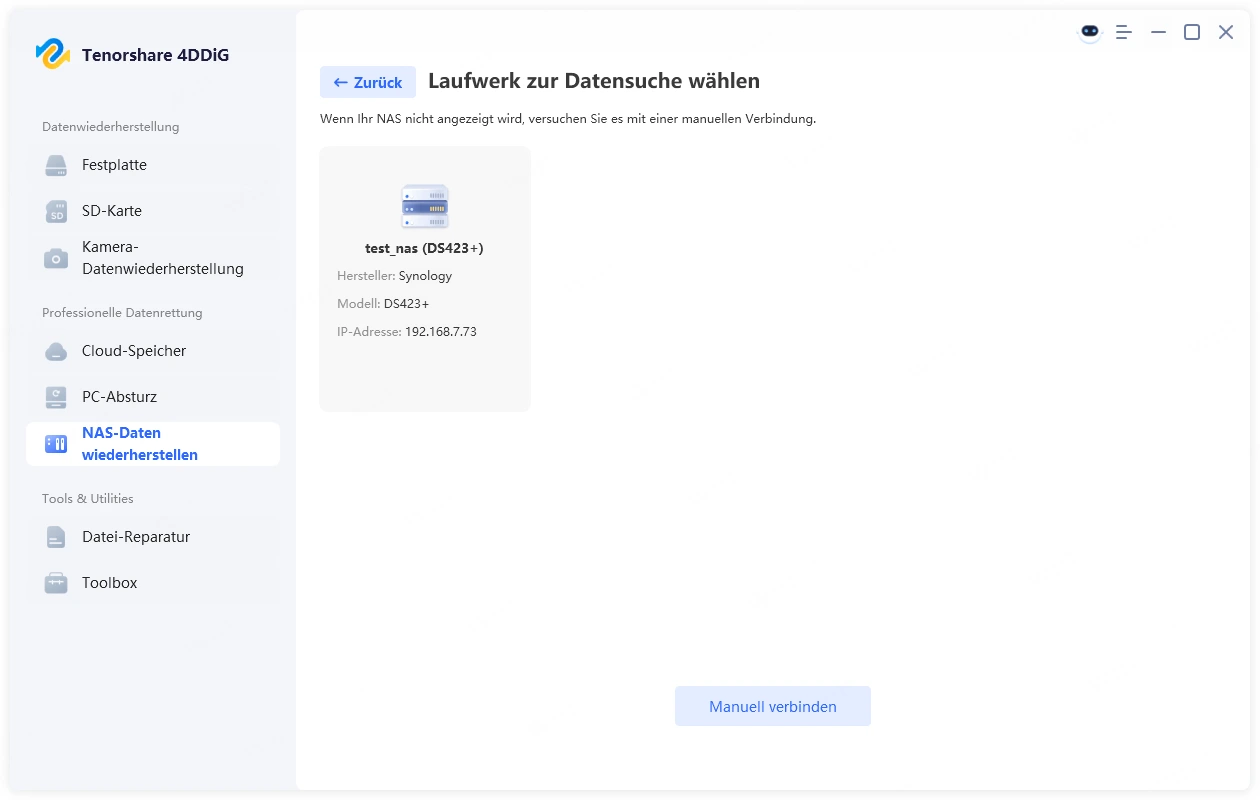 Verbindung zum NAS-Gerät herstellen