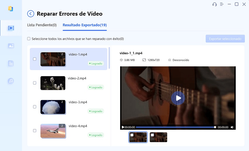 previsualizar los videos reparados