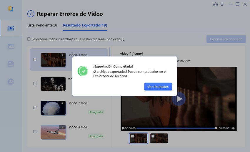 exportar los videos reparados