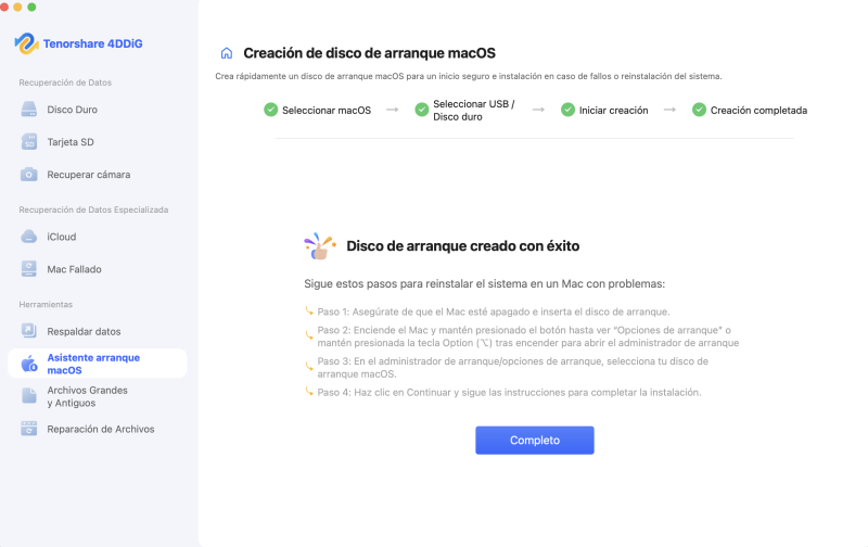 creó el instalador de arranque correctamente
