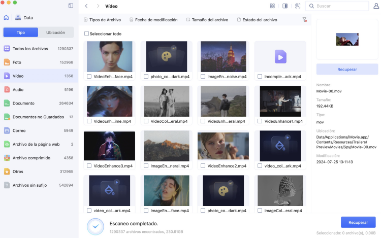 vista previa de todos los archivos recuperables en Mac con 4ddig