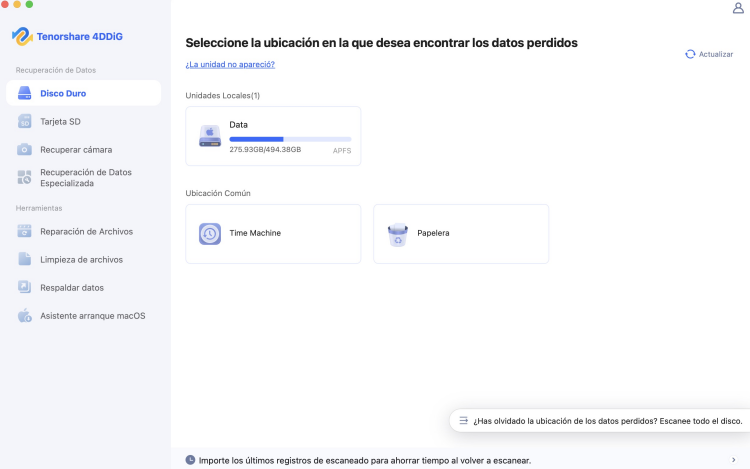 interfaz principal de 4ddig para Mac