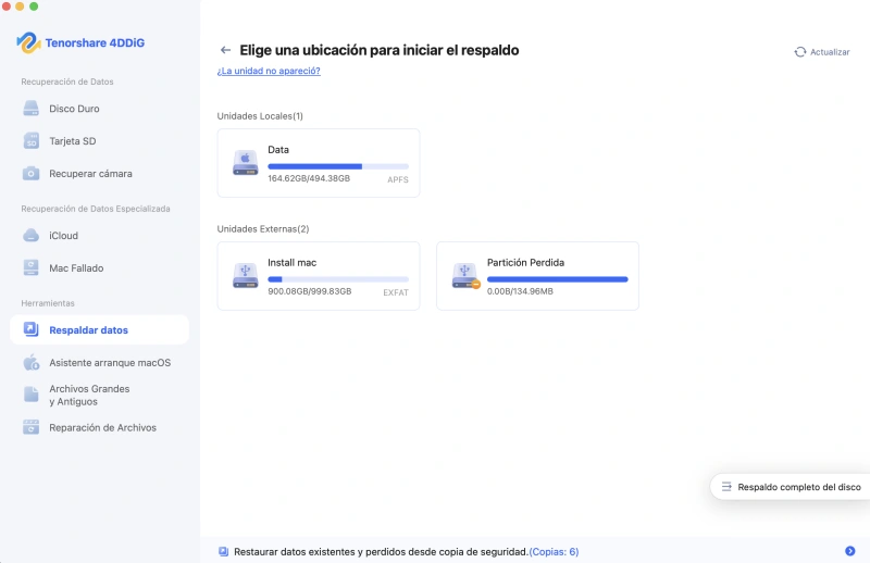 select a disk to backup