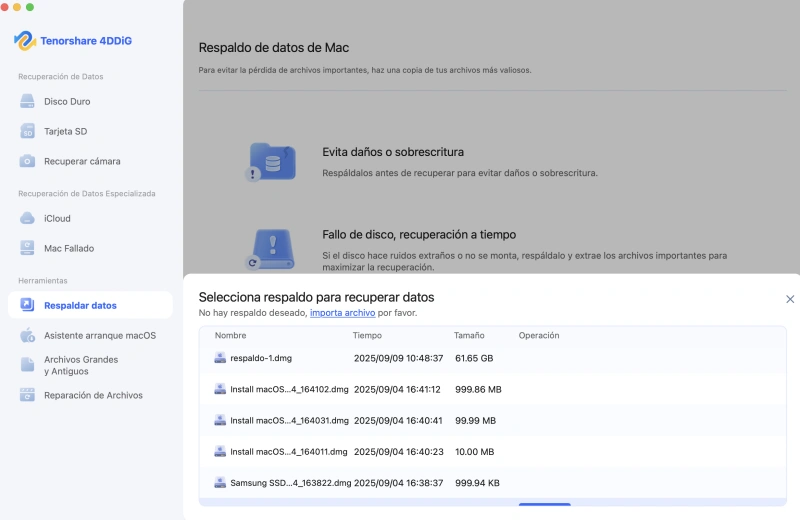 select backup file