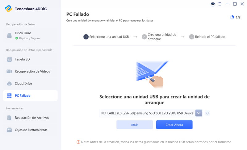 Seleccionar unidad USB de arranque