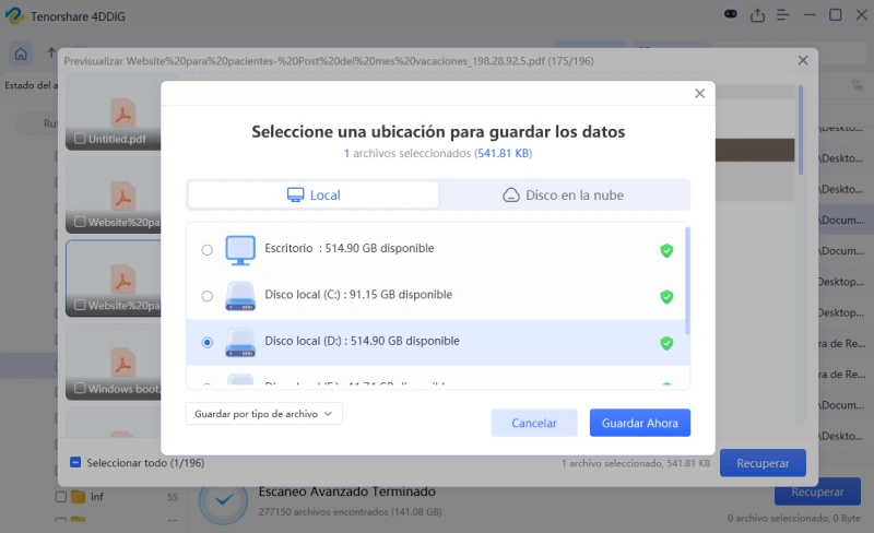 save recovered files from local drive