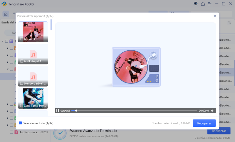 Previsualizar archivos de audio