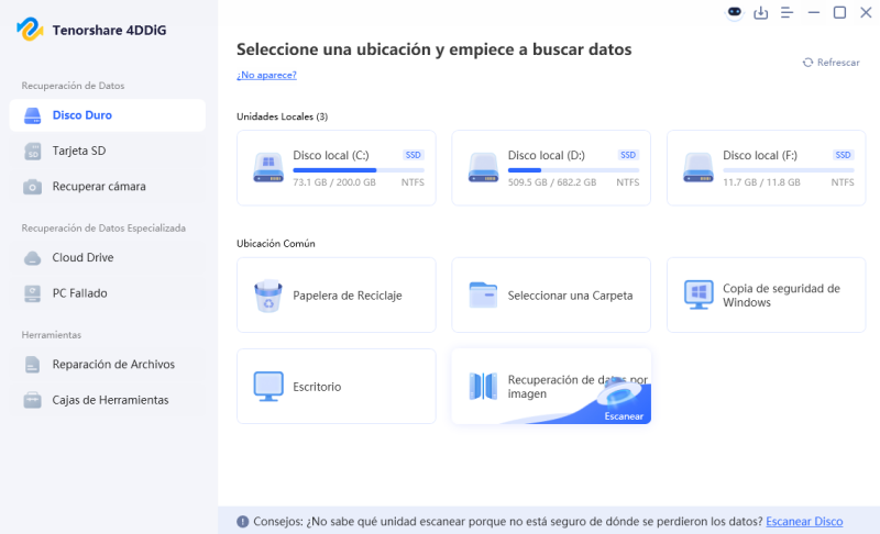 elija la imagen de disco en la ubicación común