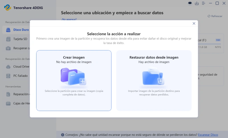 crear o importar archivo de imagen