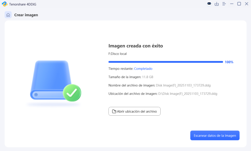 haga clic en escanear datos de imagen