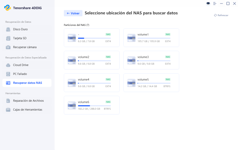 seleccionar ubicación en nas