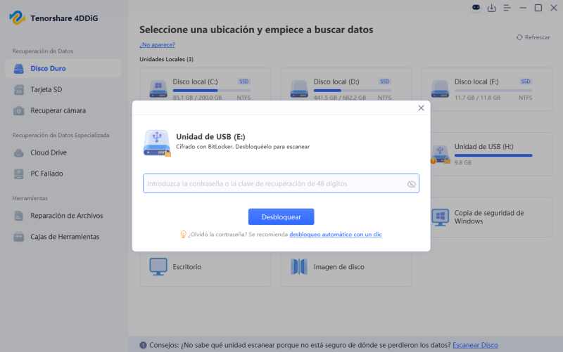 introduzca la contraseña para desbloquear la unidad