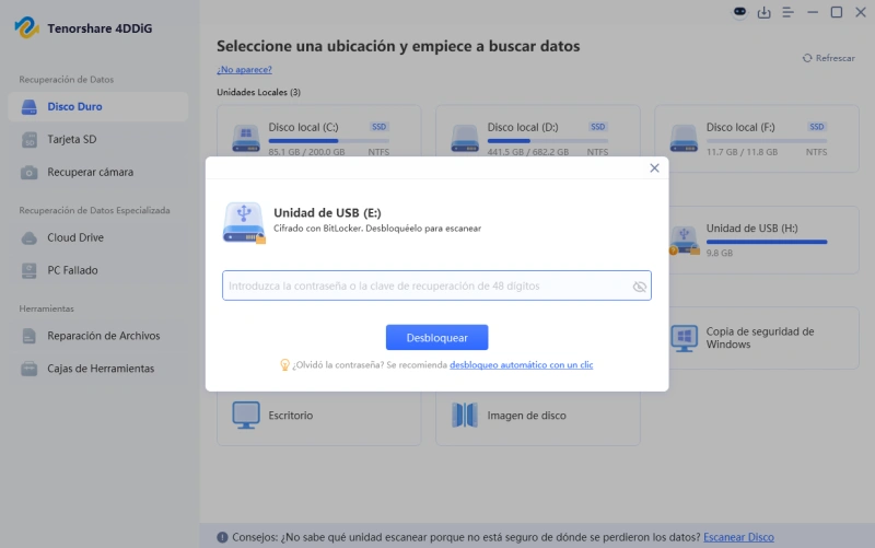 enter bitlocker recovery key to unlock