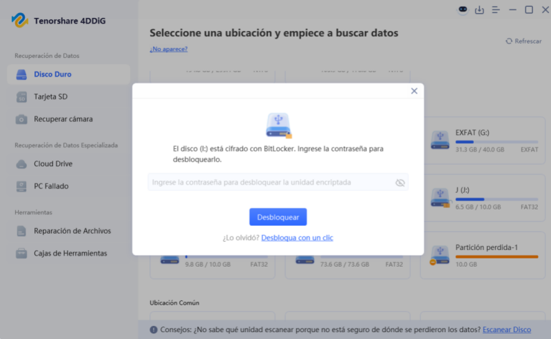 ingresar contraseña para desbloquear la unidad
