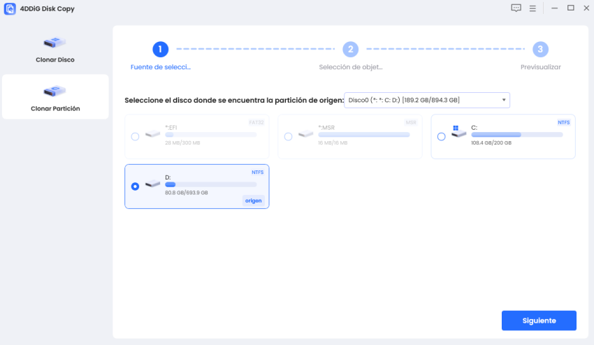select disk partition to copy