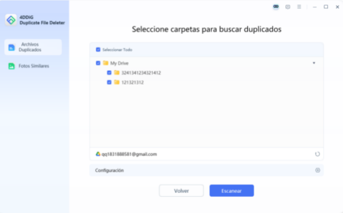 seleccione una carpeta específica de Dropbox para escanear duplicados