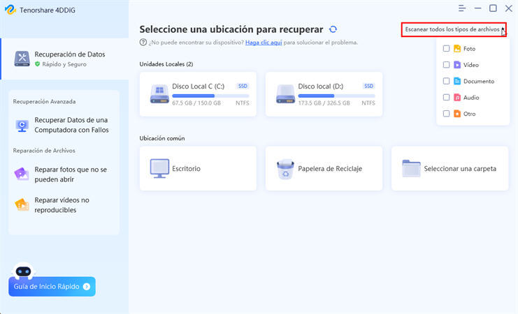 escanear tipos de archivos