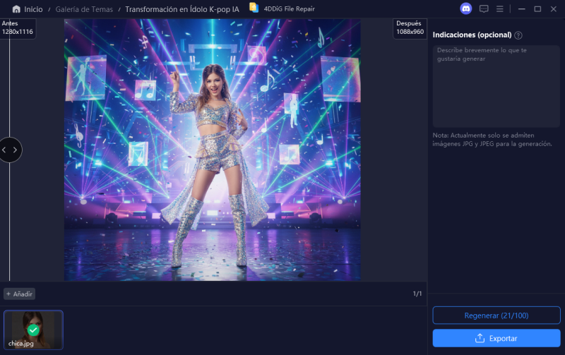 transformación de ídolo kpop con ia