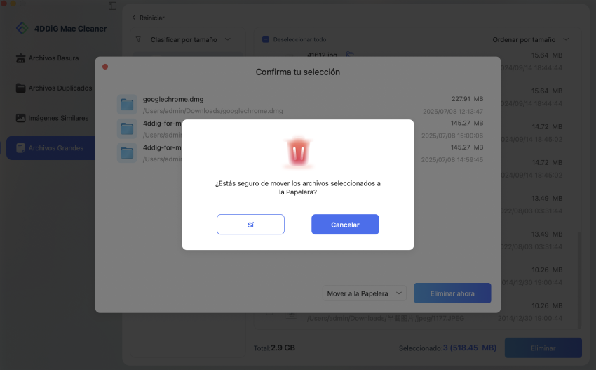 eliminar archivos DMG grandes en mac