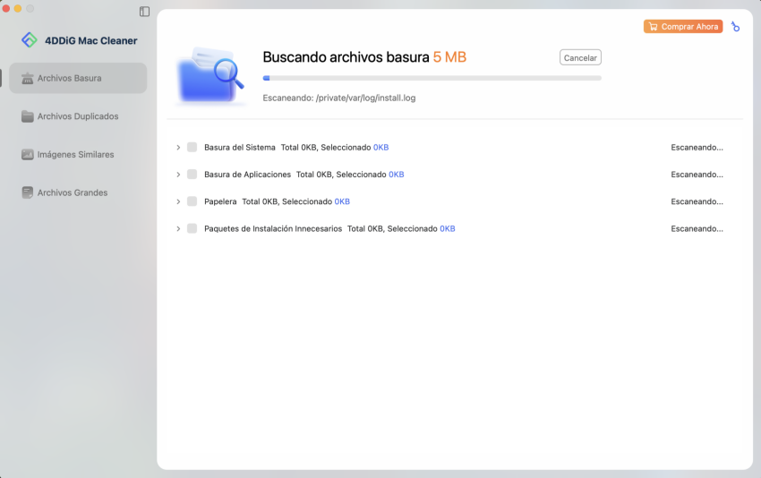 escanear archivos basura de Mac