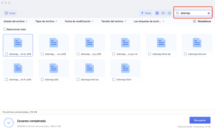 ingresar palabras clave para filtrar