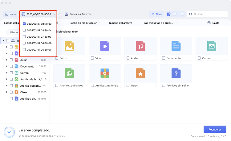 punto de copia de seguridad específico de time machine