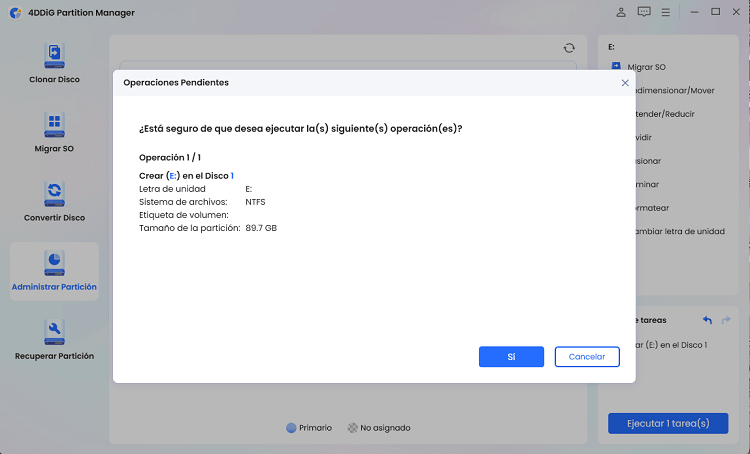 cómo crear una partición en SSD con 4DDiG paso 3