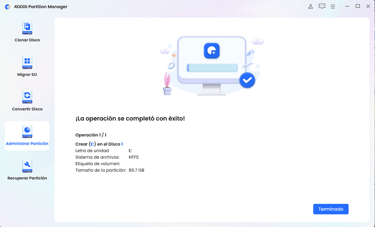 cómo crear una partición en SSD con 4DDiG paso 4