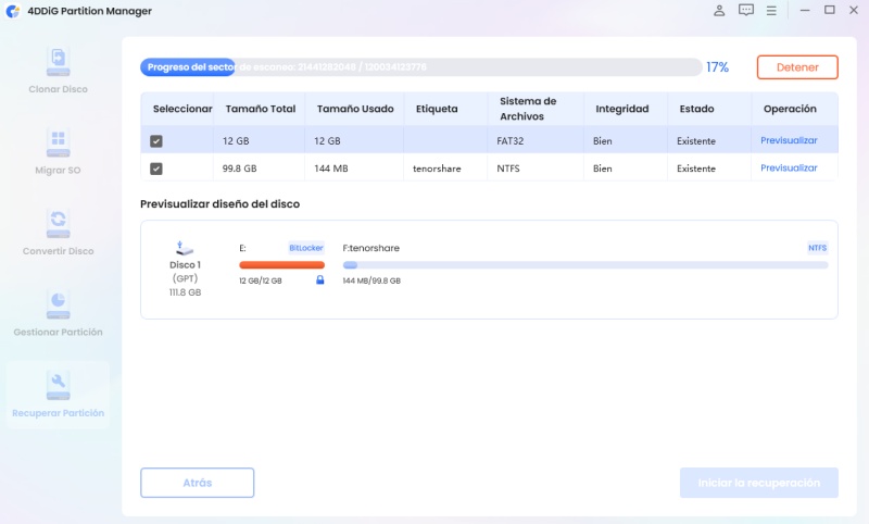 interfaz de encontrar particion 3