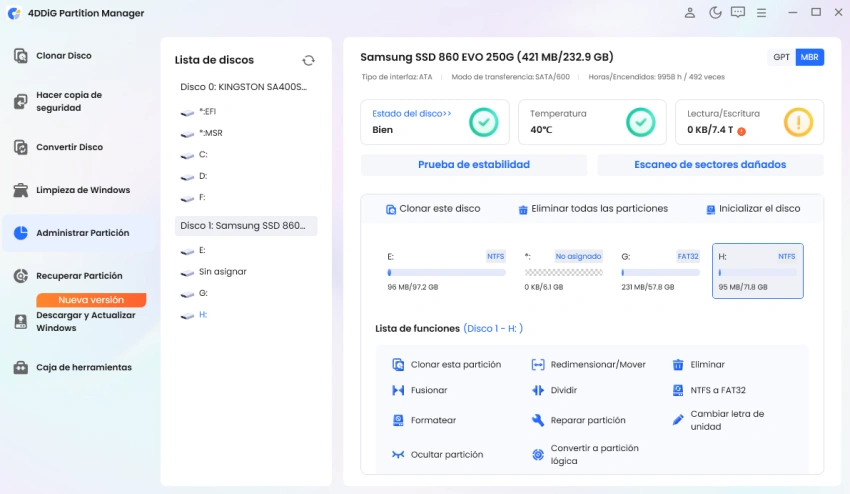 seleccionar Cambiar letra de unidad