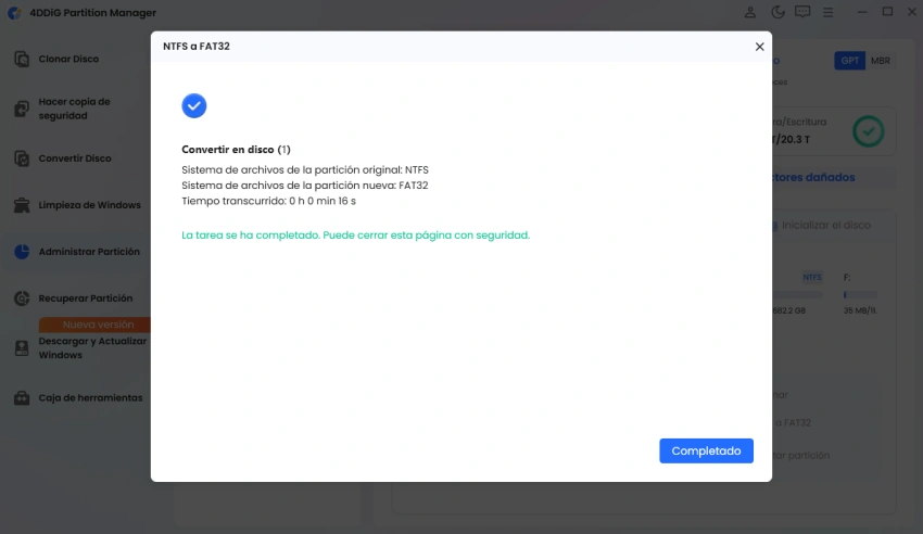 seleccionar convertir NTFS a FAT32