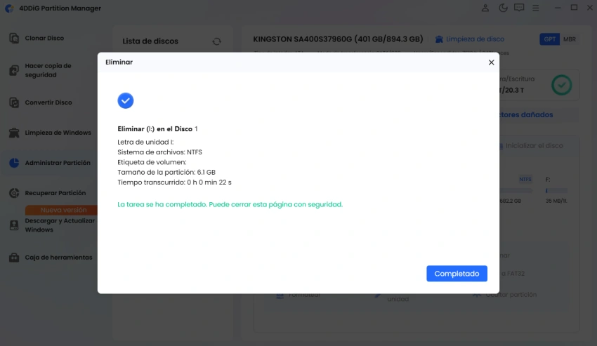 hacer clic en Finalizar