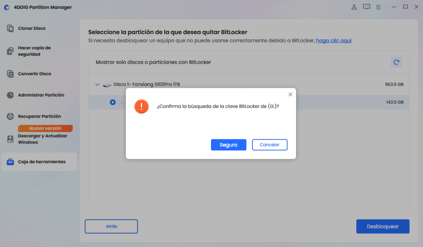 cómo omitir la clave de recuperación de bitlocker