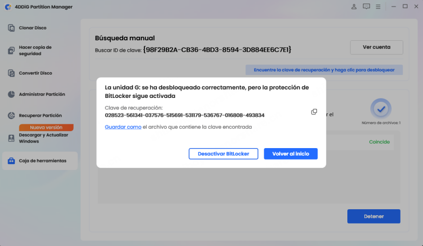 cómo omitir la clave de recuperación de bitlocker