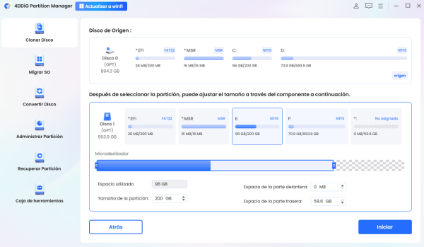 resize cloned partition