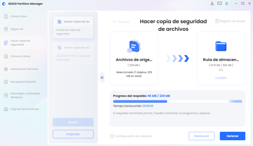 previsualice el disco clonado e inicie
