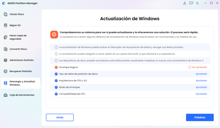 Limitaciones de actualización de win11