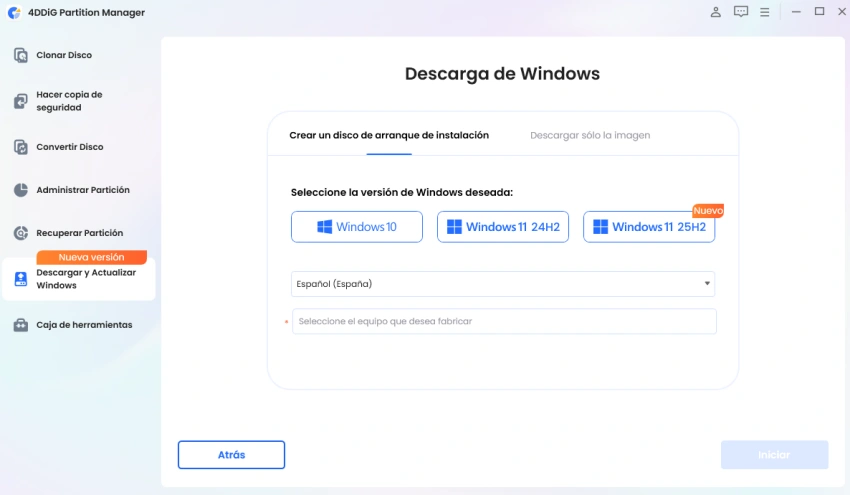 Seleccionar idioma del sistema