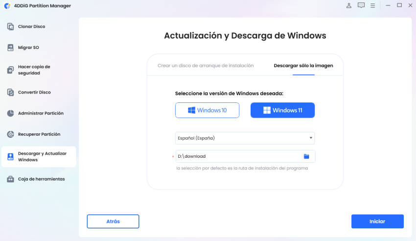 Cambiar a «Solo descargar la imagen»
