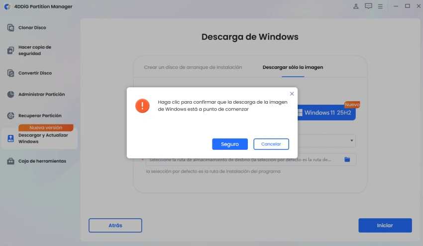 Seleccionar versión de Windows e idioma del sistema
